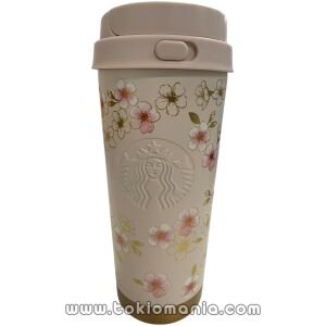 SAKURA 2026 Stainless Steel To-Go Bottle – Pink Beige & Gold – 473 ml