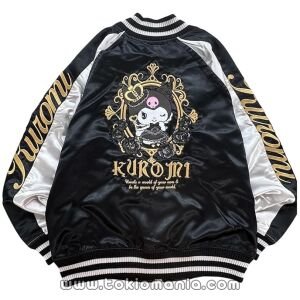 Sanrio Characters - Chaqueta Sukajan de Kuromi para Otoño e InviernoTamaño L