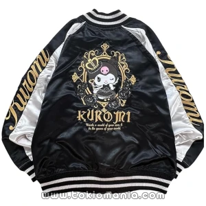 Sanrio Characters - Chaqueta Sukajan de Kuromi para Otoño e InviernoTamaño L