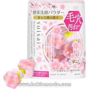 Suisai Beauty Clear Powder Wash N (Fragancia de Cereza y Durazno) - Enzima Limpiadora en Polvo (Paquete de 32 unidades de 0.4 gramos)