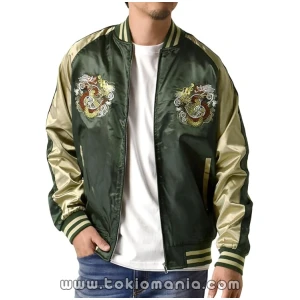 [Arge] Sukajan para hombres - Chaqueta satinada con diseño japonés - MA-1 - Prenda exterior para otoño y primavera / D7M