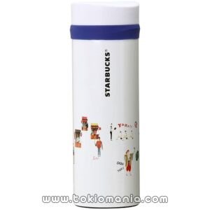 STARBUCKS Botella de acero inoxidable Edición limitada de Japón, Edición limitada de Fukuoka, Diseño renovado, Estilo japonés, Mikoshi, Yatai, Festival, Kimono, Farol, Dontaku, Fukuoka, Edición regional, Edición local, Color azul oscuro, Tumbler, My Bottle, 355 ml