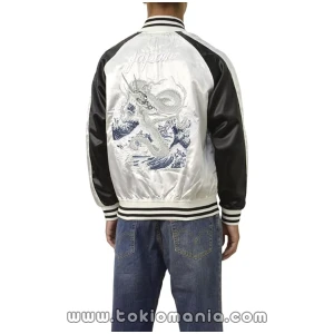 [FLAG ON CREW] Sukajan para hombres - Chaqueta exterior tipo blouson de satén - Suga - Chaqueta tipo souvenir