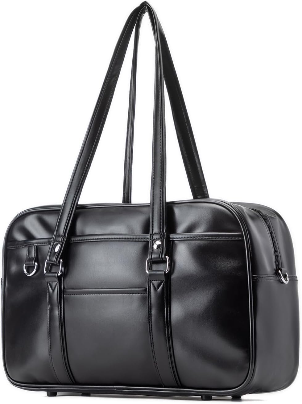 Bolso escolar Zuevichn para estudiantes de secundaria | Bolso tipo Boston de gran capacidad | Bolsa unisex de imitación cuer