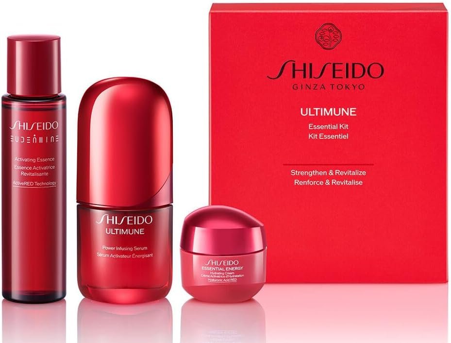 "SHISEIDO - Kit Essential Ultimune Sérum 30 mL + Loción 70 mL + Crema 30 g Kit de cuidado de la piel exclusivo para EC Tamaño de prueba / Viaje"