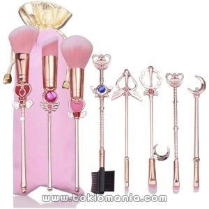 Set de Brochas de Maquillaje para Ojos, 8 Piezas, con Cerdas Sintéticas, Adorable, de la Popular Serie 'Sailor Moon'【El Mejor Regalo】 (rosa)