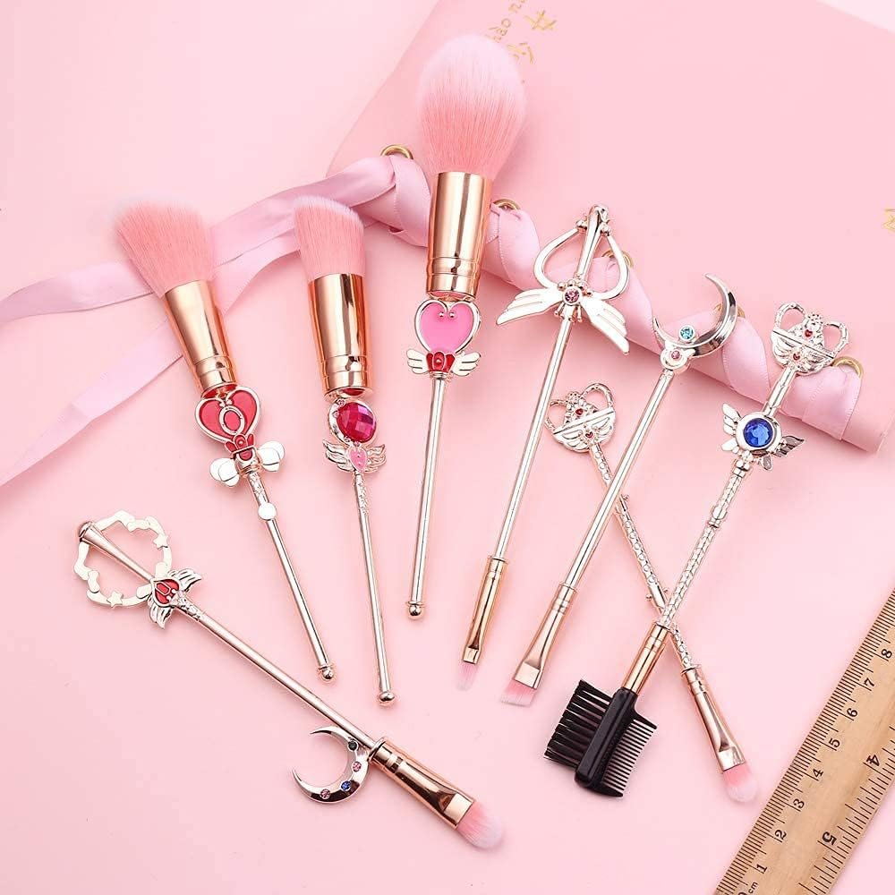 Set de Brochas de Maquillaje para Ojos, 8 Piezas, con Cerdas Sintéticas, Adorable, de la Popular Serie 'Sailor Moon'【El Mejor Regalo】 (rosa) - Image 2
