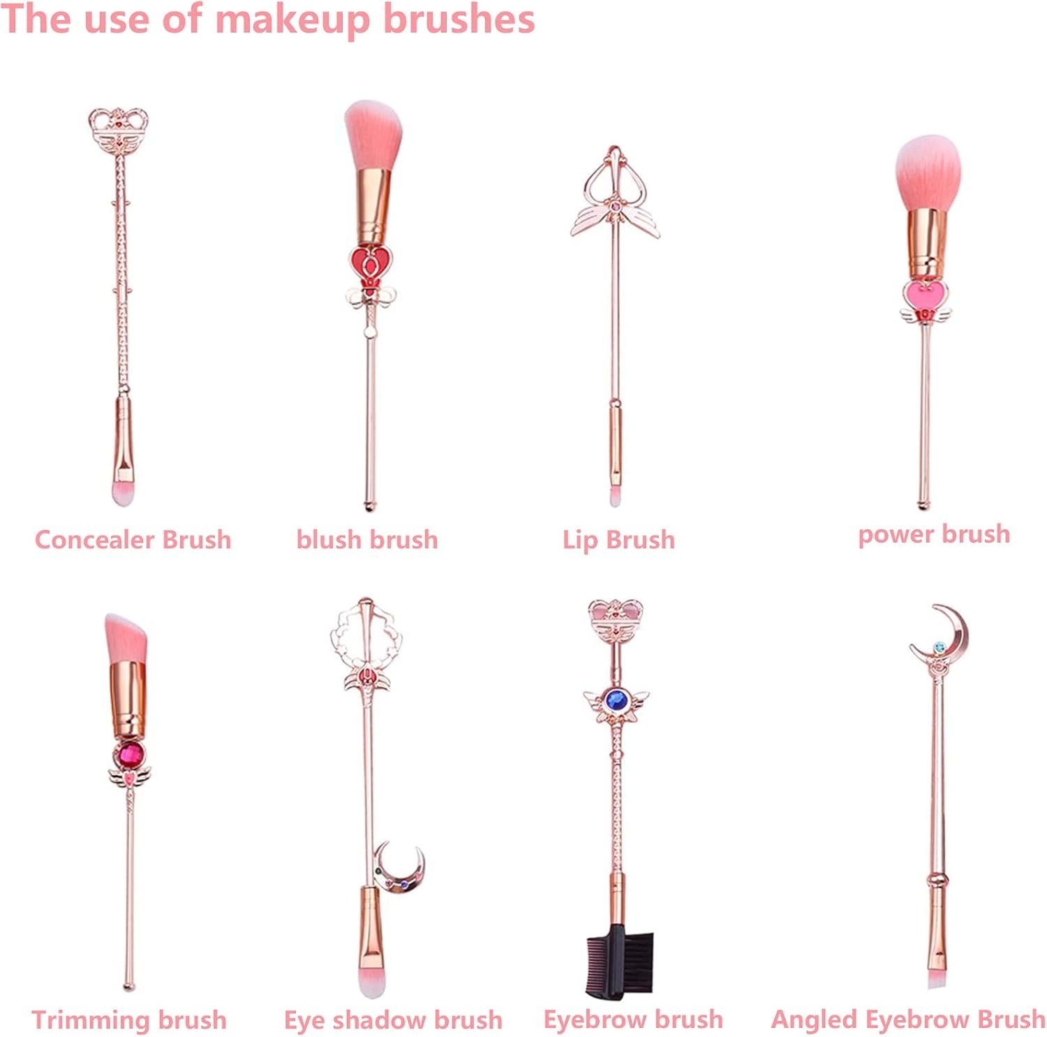Set de Brochas de Maquillaje para Ojos, 8 Piezas, con Cerdas Sintéticas, Adorable, de la Popular Serie 'Sailor Moon'【El Mejor Regalo】 (rosa) - Image 3