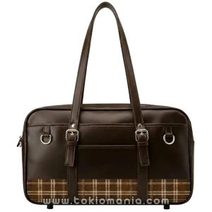 Bolso Escolar MOKKI con 12 Bolsillos y Diseño a Cuadros Tartan (Cuero Sintético)