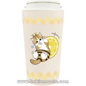 mofusand Taza térmica de doble pared con asa, 360 ml - Diseño "Mitsubachi-nyan" (abeja gatita)