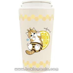 mofusand Taza térmica de doble pared con asa, 360 ml - Diseño "Mitsubachi-nyan" (abeja gatita)
