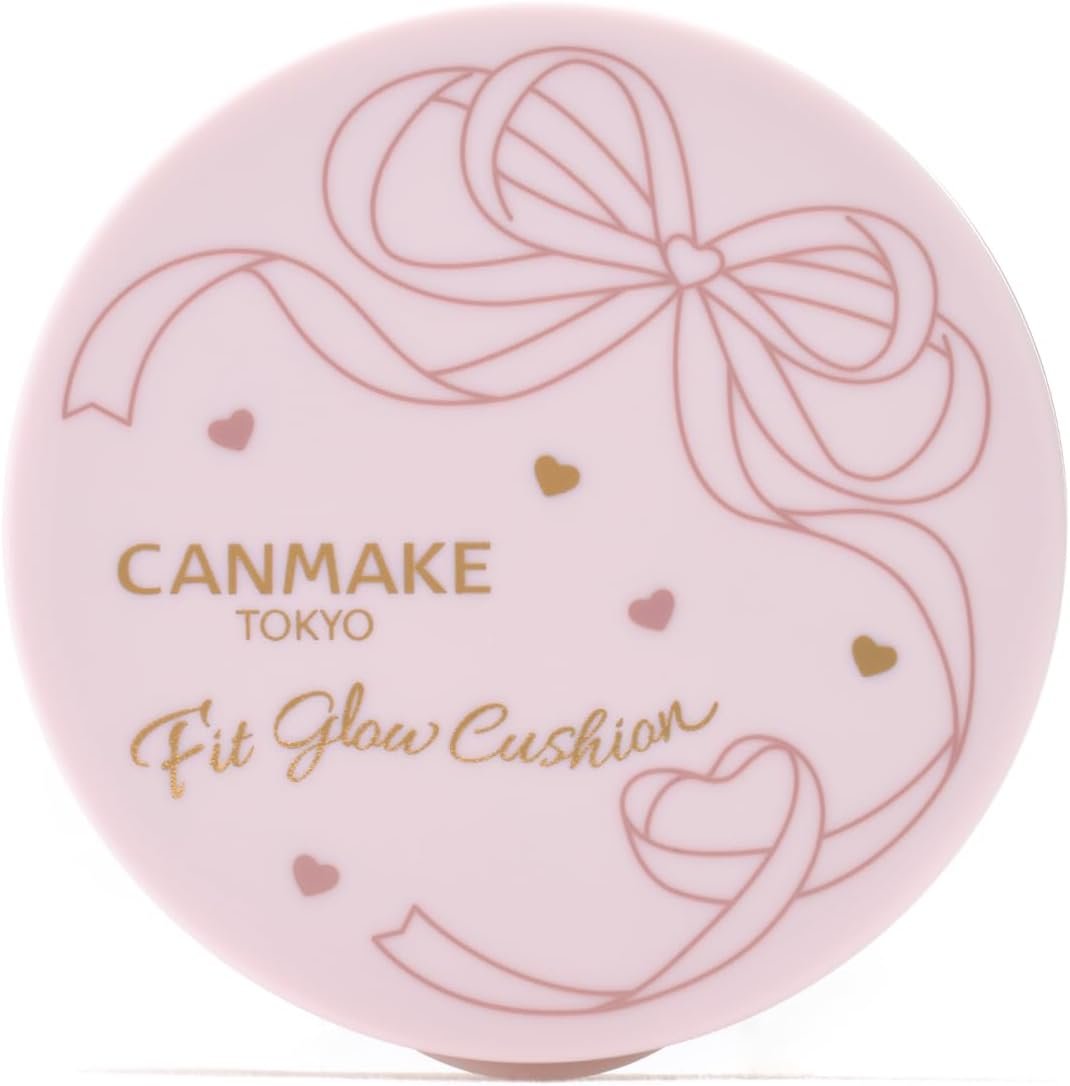Canmake Fit Glow Cushion 01 Light 10g, Base de Maquillaje Cushion, Acabado Radiante, Capa Ligera, Incluye Esponja en Forma de Gota, SPF50+ PA+++